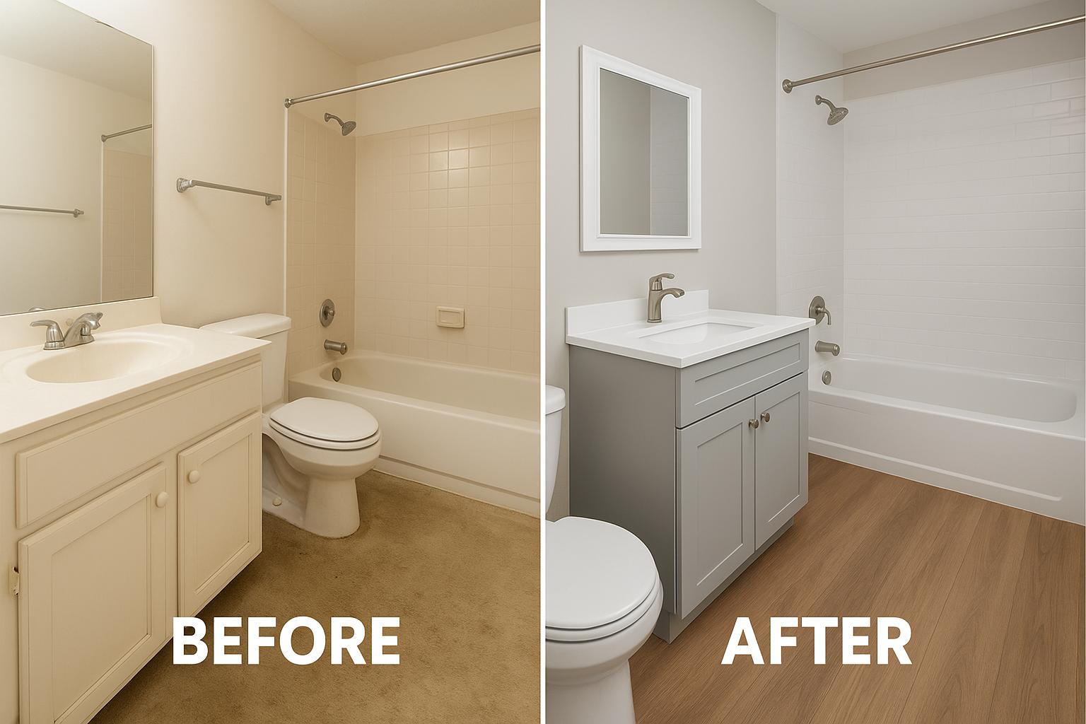 Bathroom Transformation - From Oak Vanity to Modern Gray