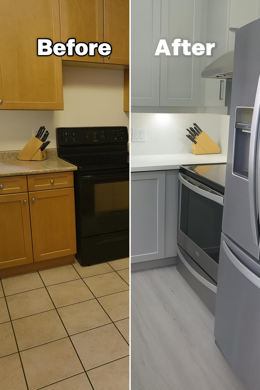 Kitchen Transformation - From Oak Cabinets to Modern Gray