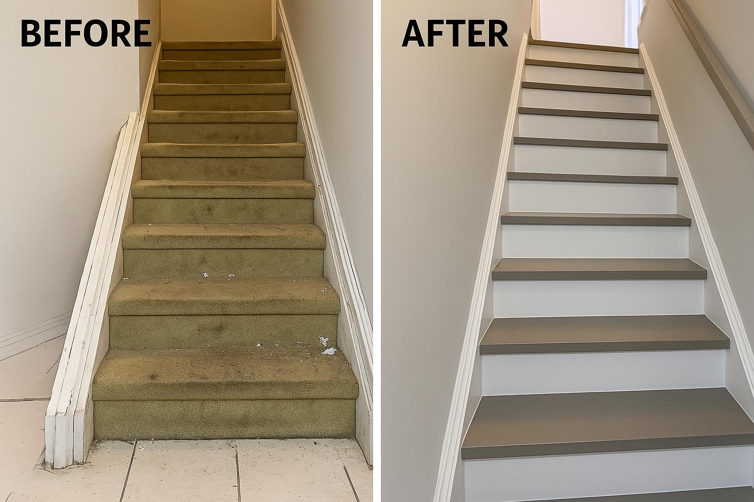 Staircase Transformation - From Old Carpet to Clean Modern Design